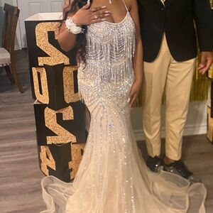 Cream prom dress with bling